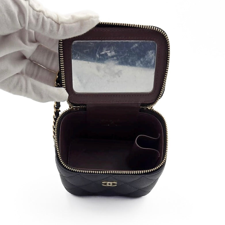Chanel Caviar Mini Vanity Case with Chain