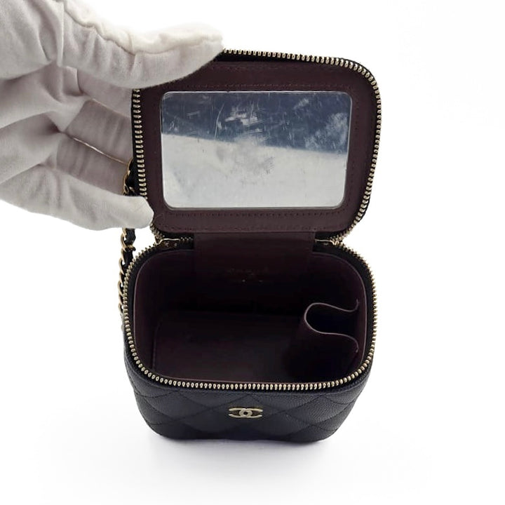 Chanel Caviar Mini Vanity Case with Chain