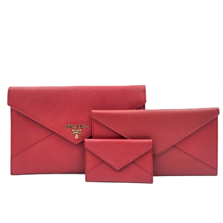 Prada Saffiano 3 Piece Clutch