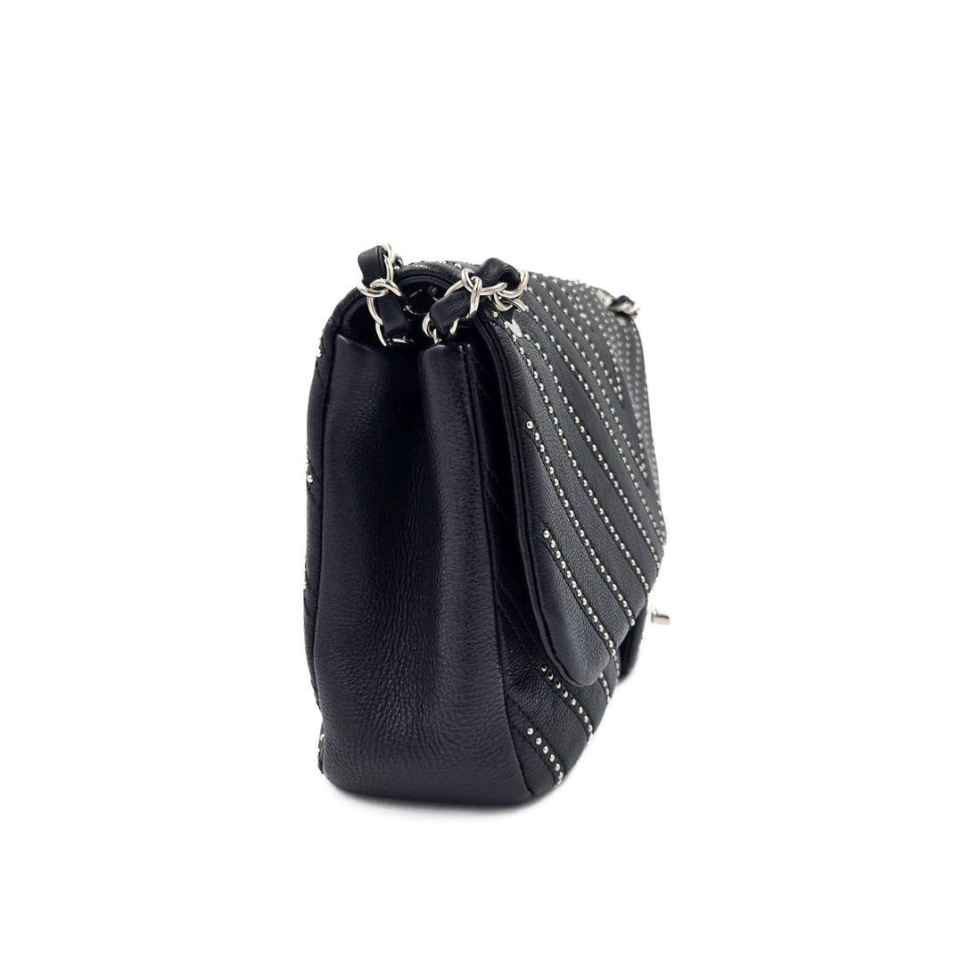 Chanel Medium Chevron Calfskin Stud Wars Flap Bag