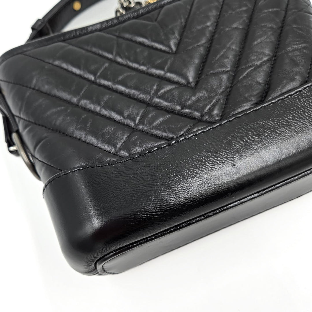 Chanel Small Black Aged Calfskin Gabrielle Bag