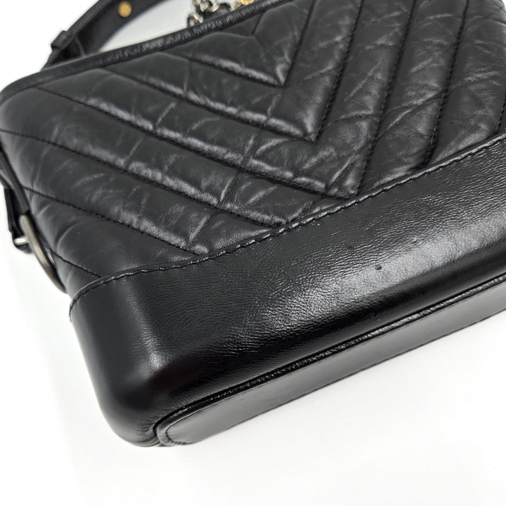 Chanel Small Black Aged Calfskin Gabrielle Bag