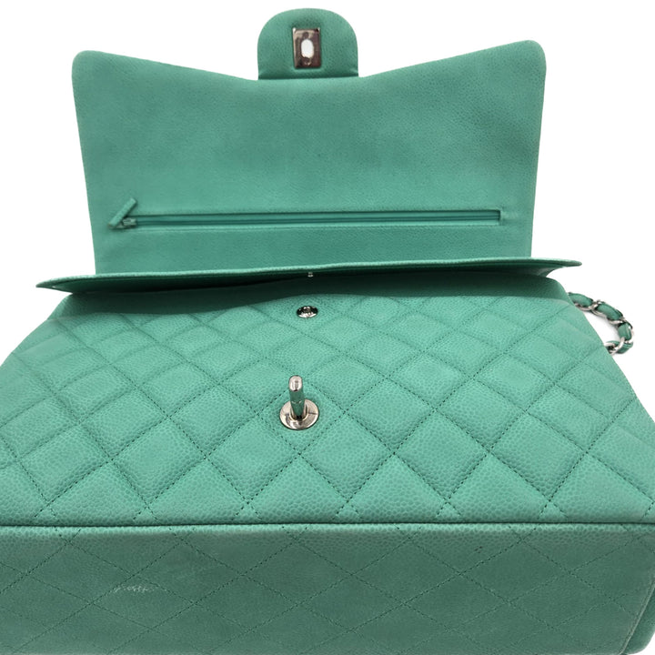 Chanel Maxi Teal Caviar Classic Double Flap Bag