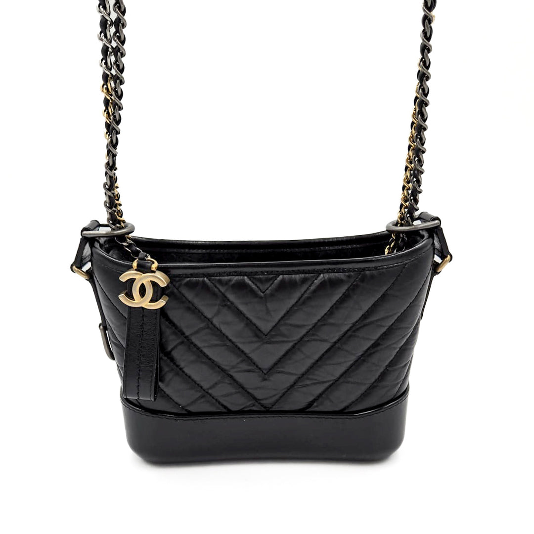 Chanel Small Black Aged Calfskin Gabrielle Bag