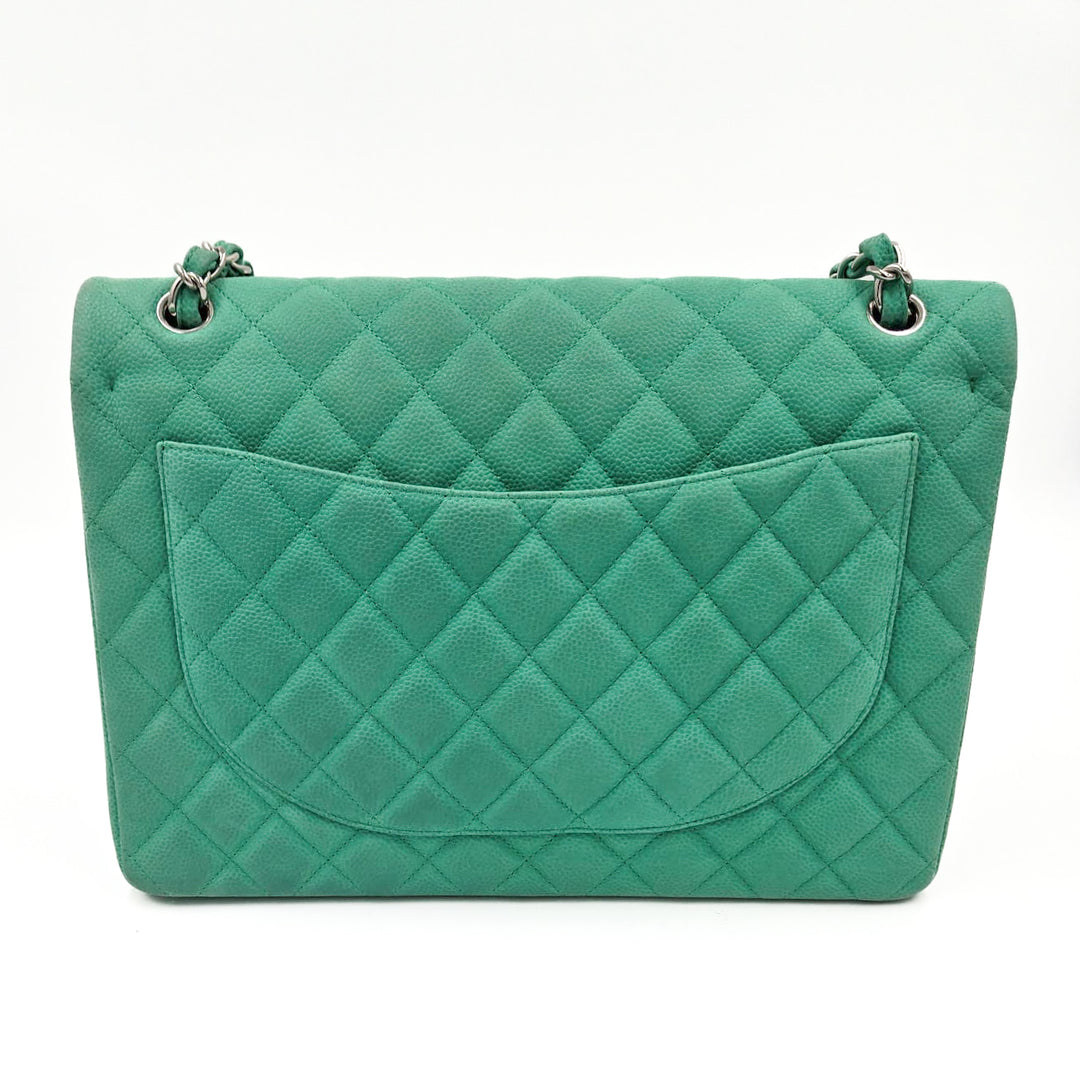 Chanel Maxi Teal Caviar Classic Double Flap Bag
