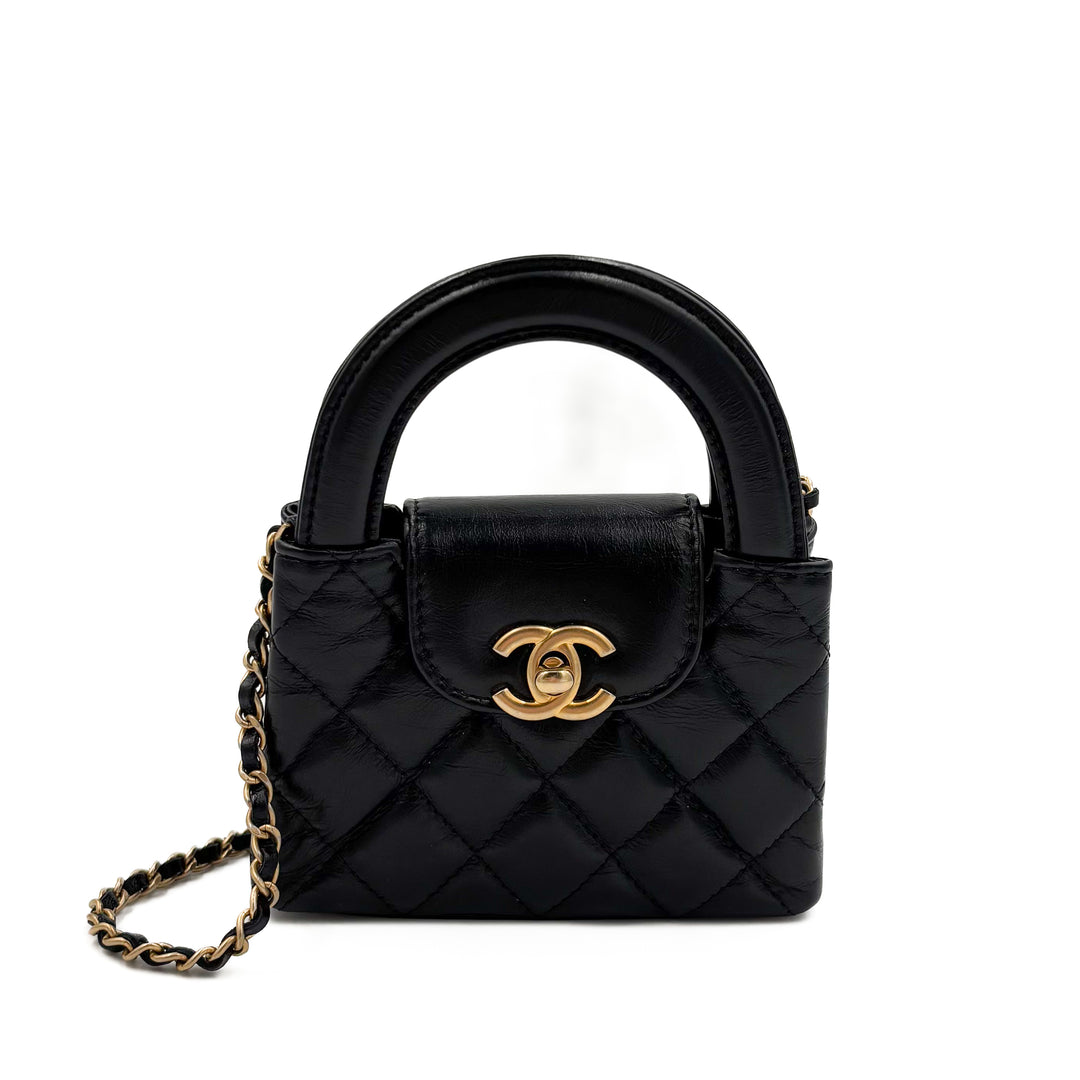 Chanel Mini Nano Crinkled Lambskin Kelly Shopper