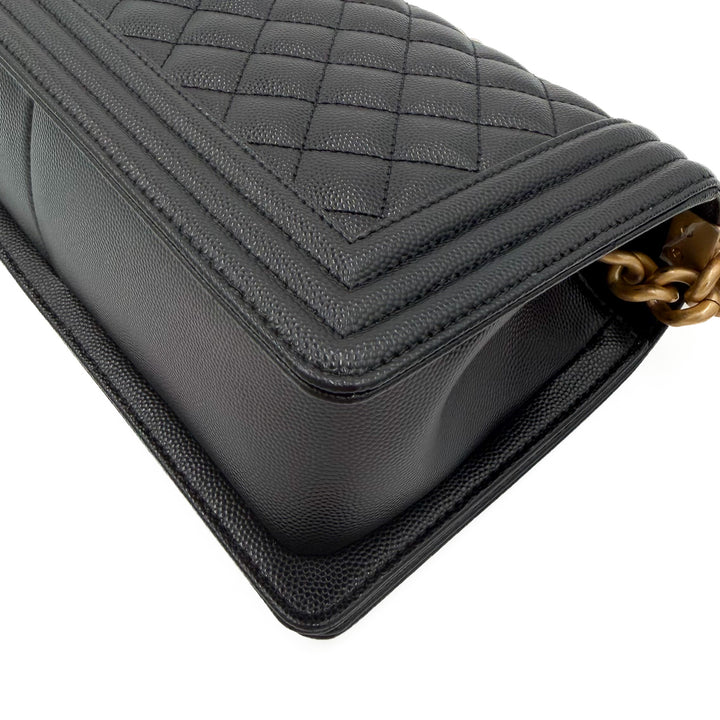 Chanel Medium Black Grained Caviar Boy Bag