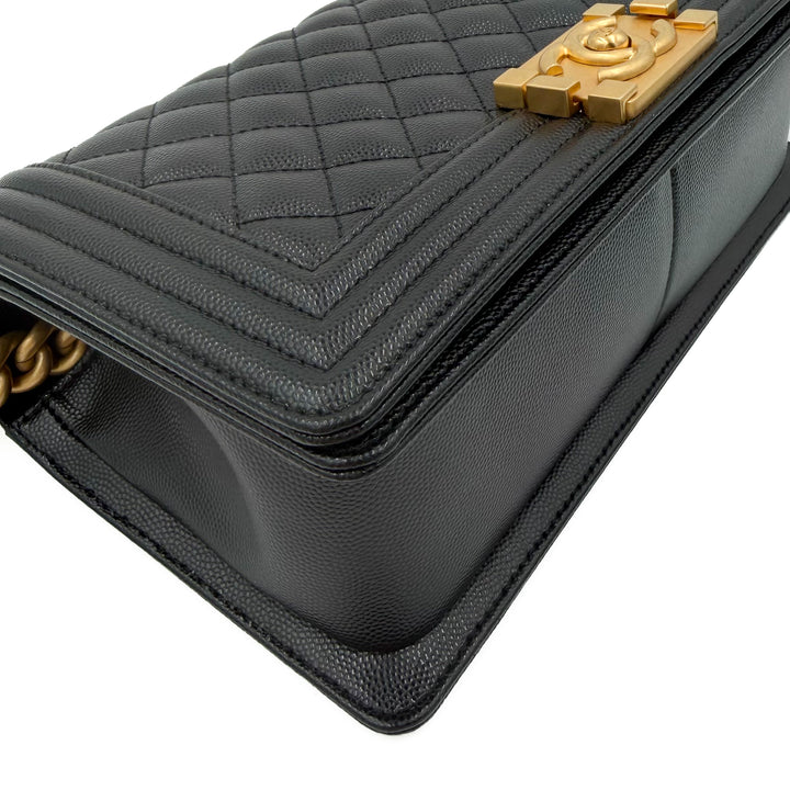 Chanel Medium Black Grained Caviar Boy Bag