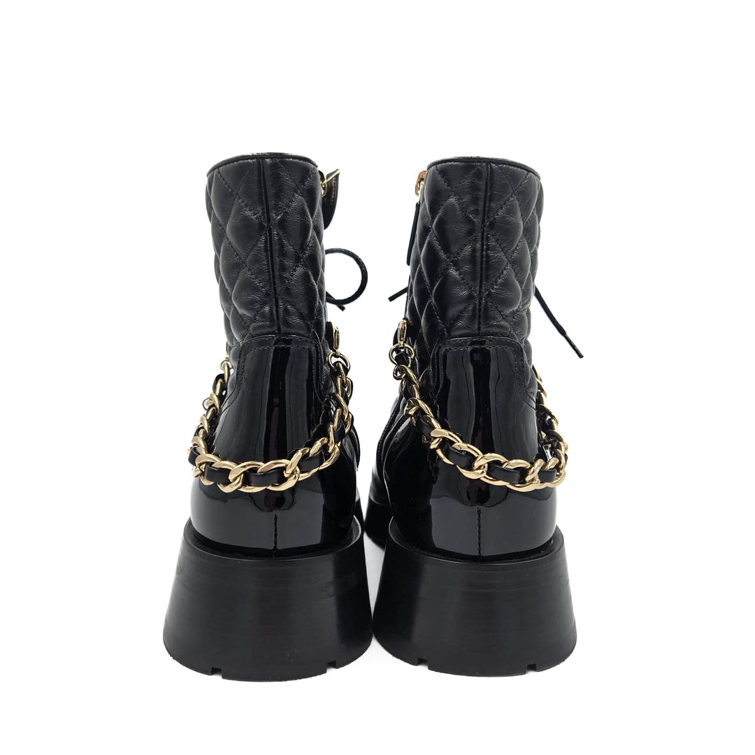 Chanel Combat Boots with Interlocking CC Chain