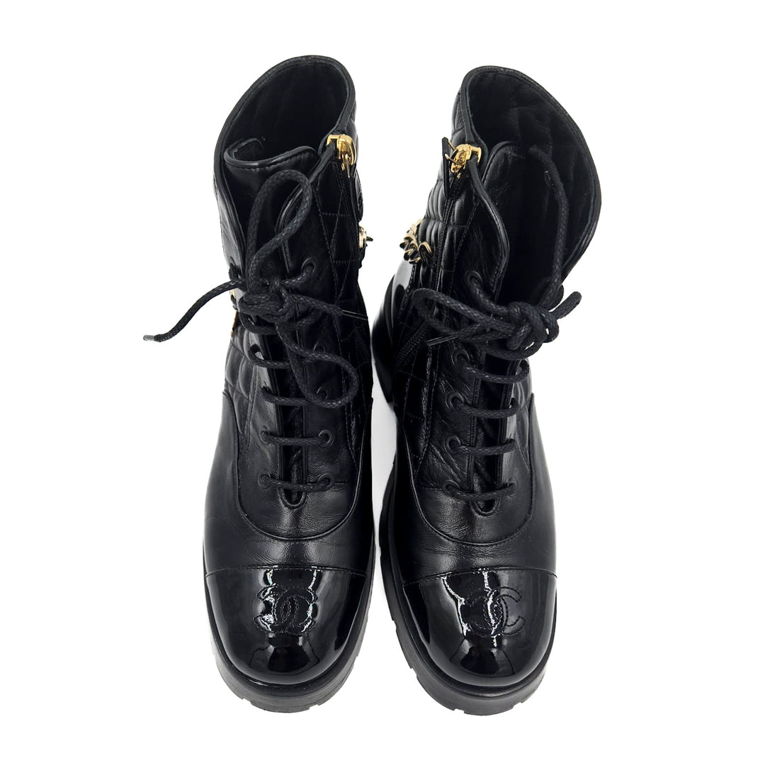 Chanel Combat Boots with Interlocking CC Chain