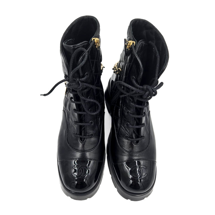 Chanel Combat Boots with Interlocking CC Chain