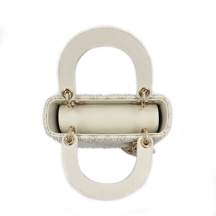 Christian Dior Lambskin Mini Lady Dior Bag with Resin Pearls