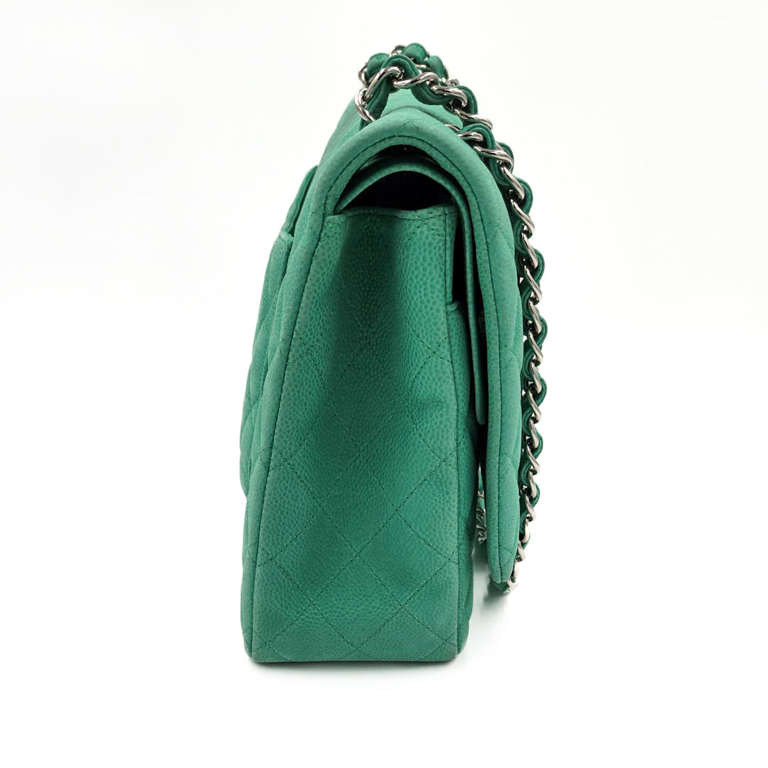 Chanel Maxi Teal Caviar Classic Double Flap Bag