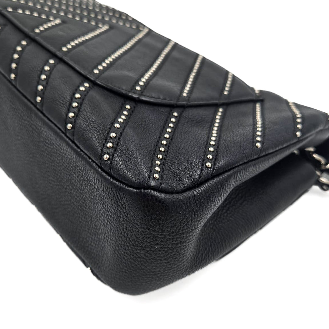 Chanel Medium Chevron Calfskin Stud Wars Flap Bag
