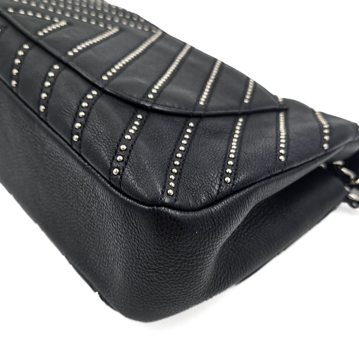 Chanel Medium Chevron Calfskin Stud Wars Flap Bag