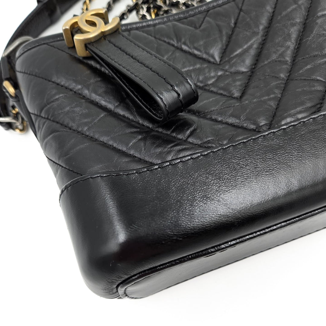 Chanel Small Black Aged Calfskin Gabrielle Bag