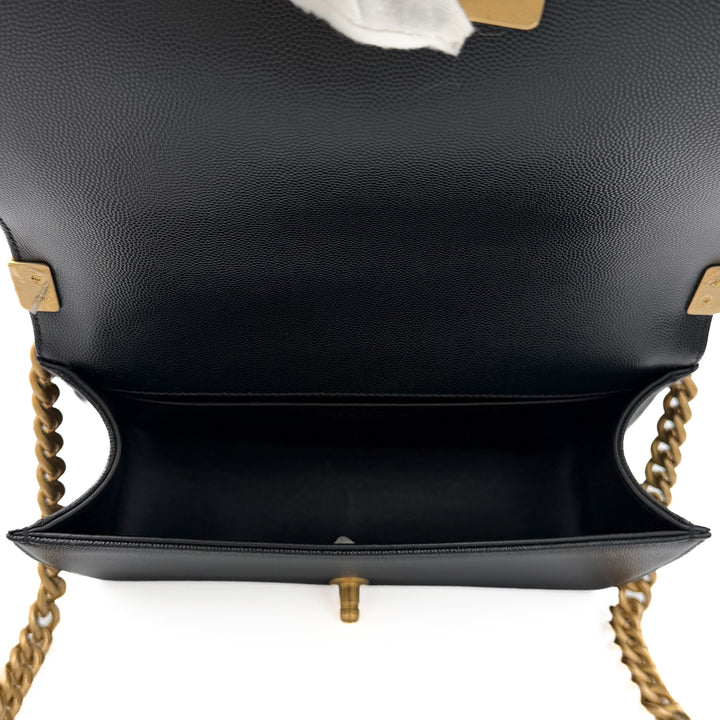 Chanel Medium Black Grained Caviar Boy Bag