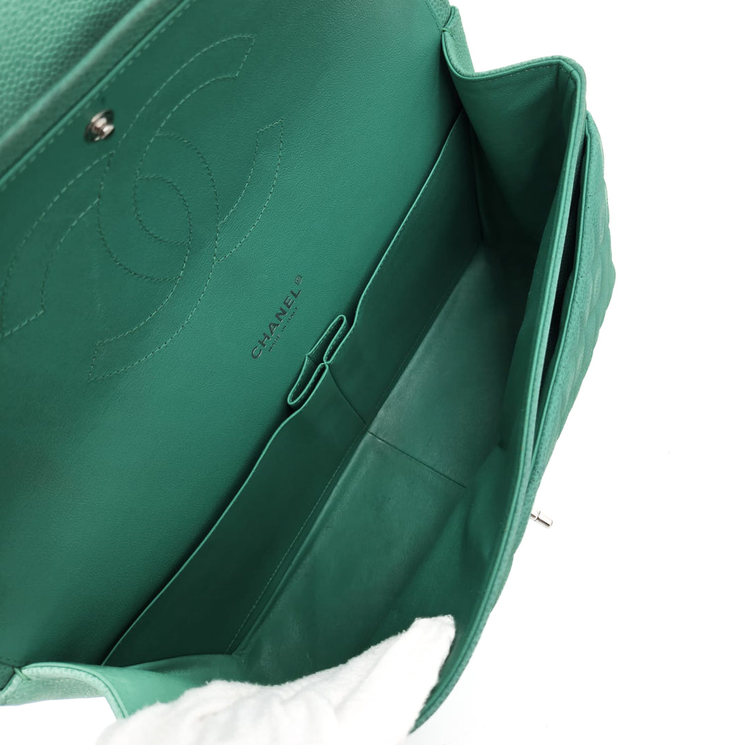Chanel Maxi Teal Caviar Classic Double Flap Bag