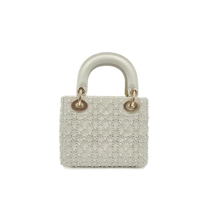 Christian Dior Lambskin Mini Lady Dior Bag with Resin Pearls