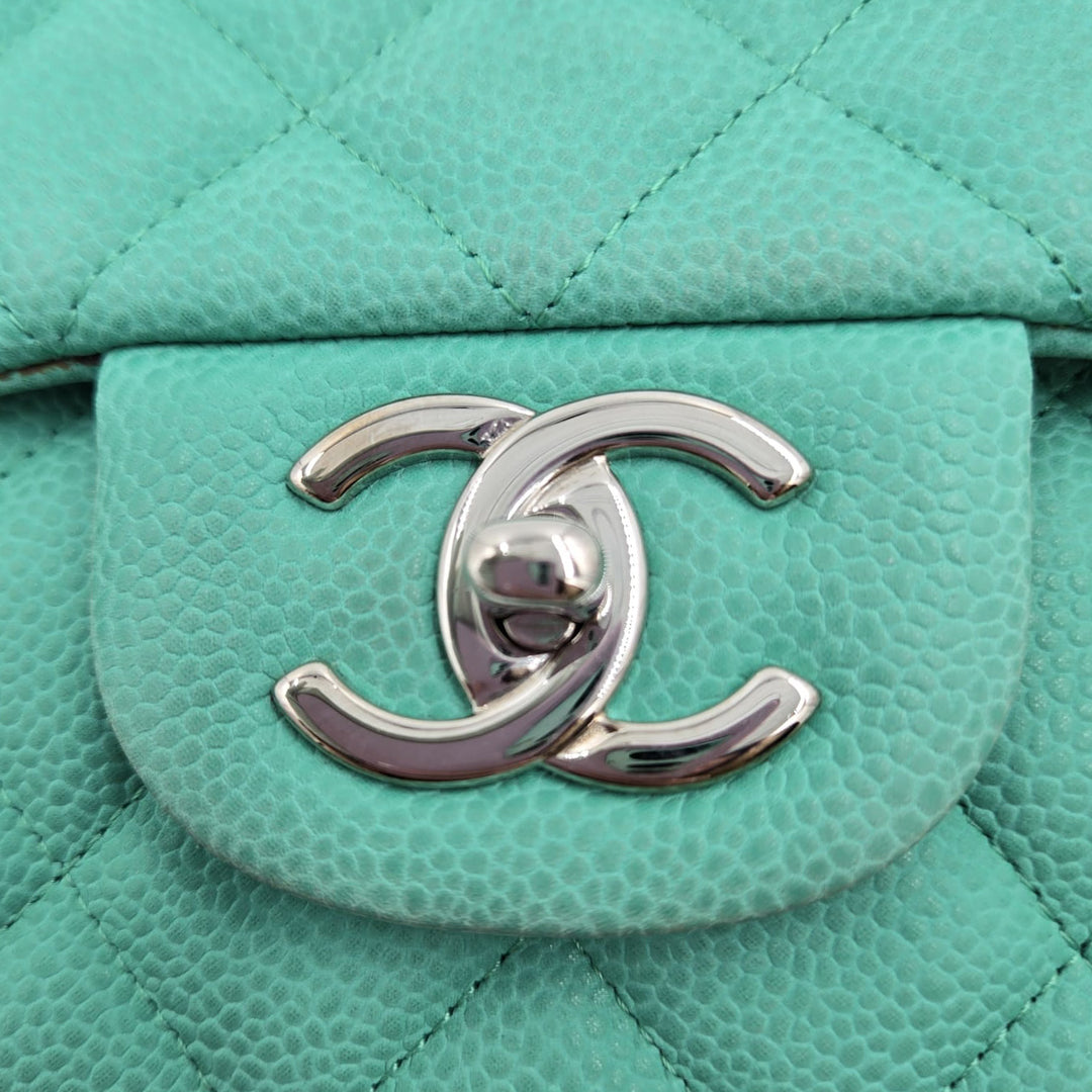Chanel Maxi Teal Caviar Classic Double Flap Bag