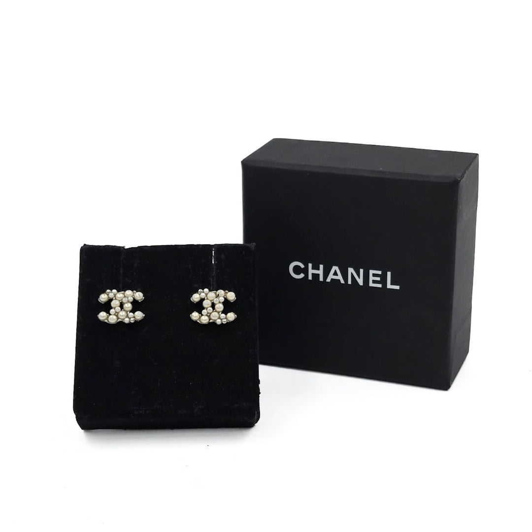 Chanel Pearl CC Stud Earrings