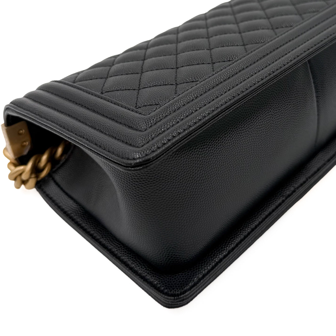 Chanel Medium Black Grained Caviar Boy Bag