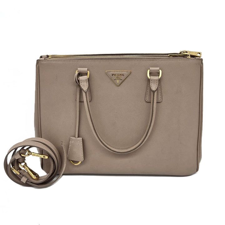 Prada Large Nude Galleria Saffiano Leather Bag
