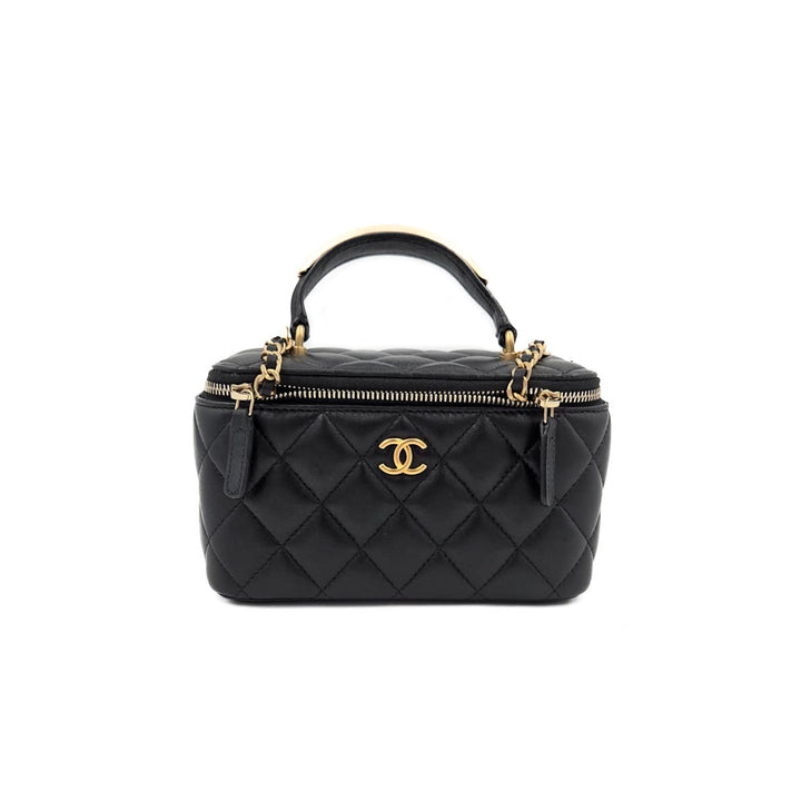 Chanel Lambskin Gold Top Handle Vanity Case