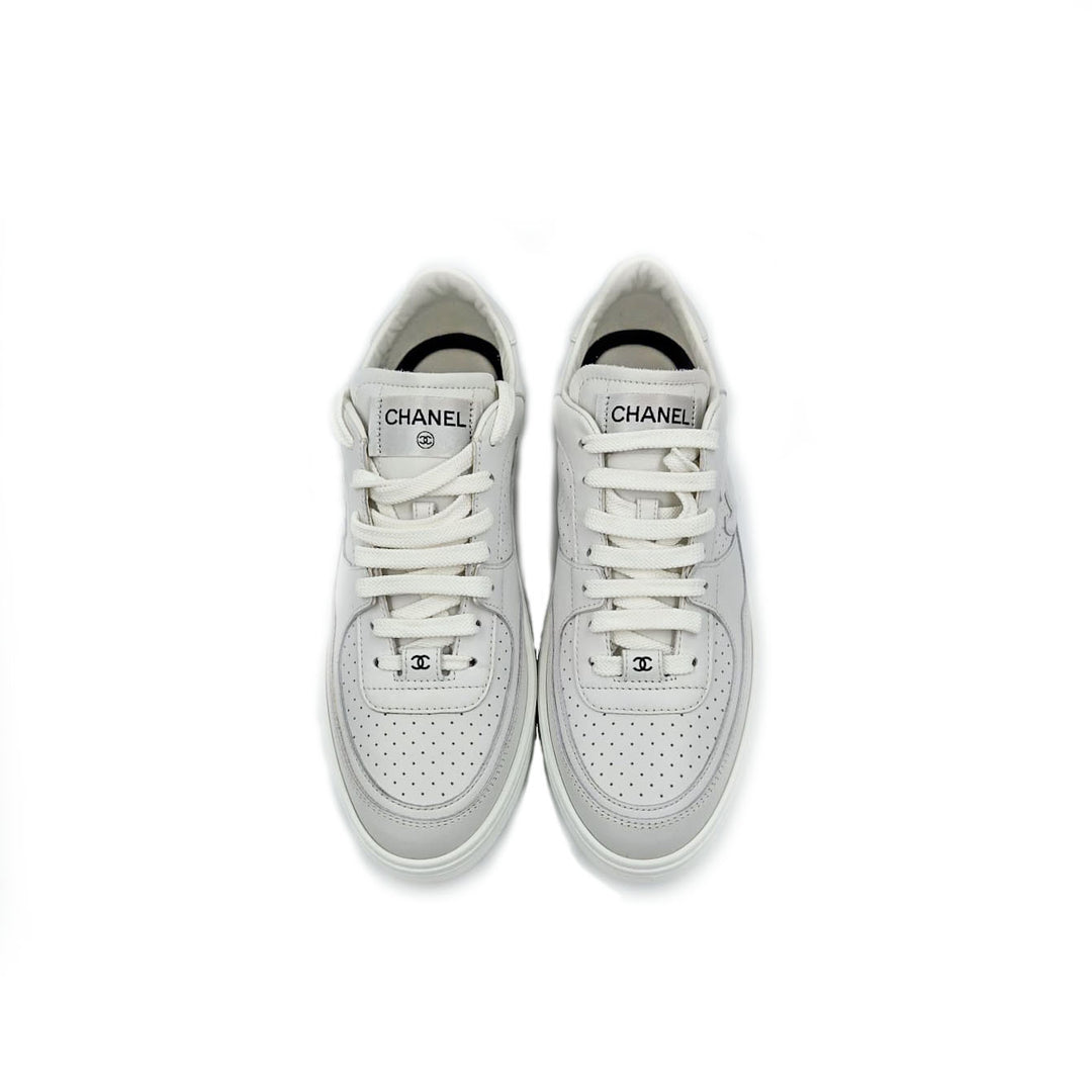 Chanel CC Low Top White Sneakers