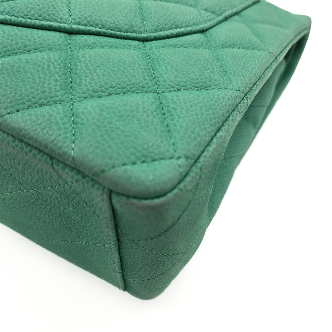 Chanel Maxi Teal Caviar Classic Double Flap Bag