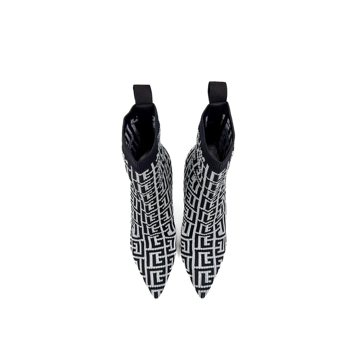 Balmain Skye Metallic Stretch Knit Ankle Boots