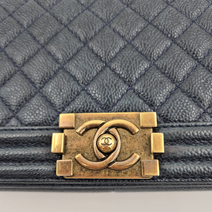 Chanel Large Blue Calfskin Boy Bag