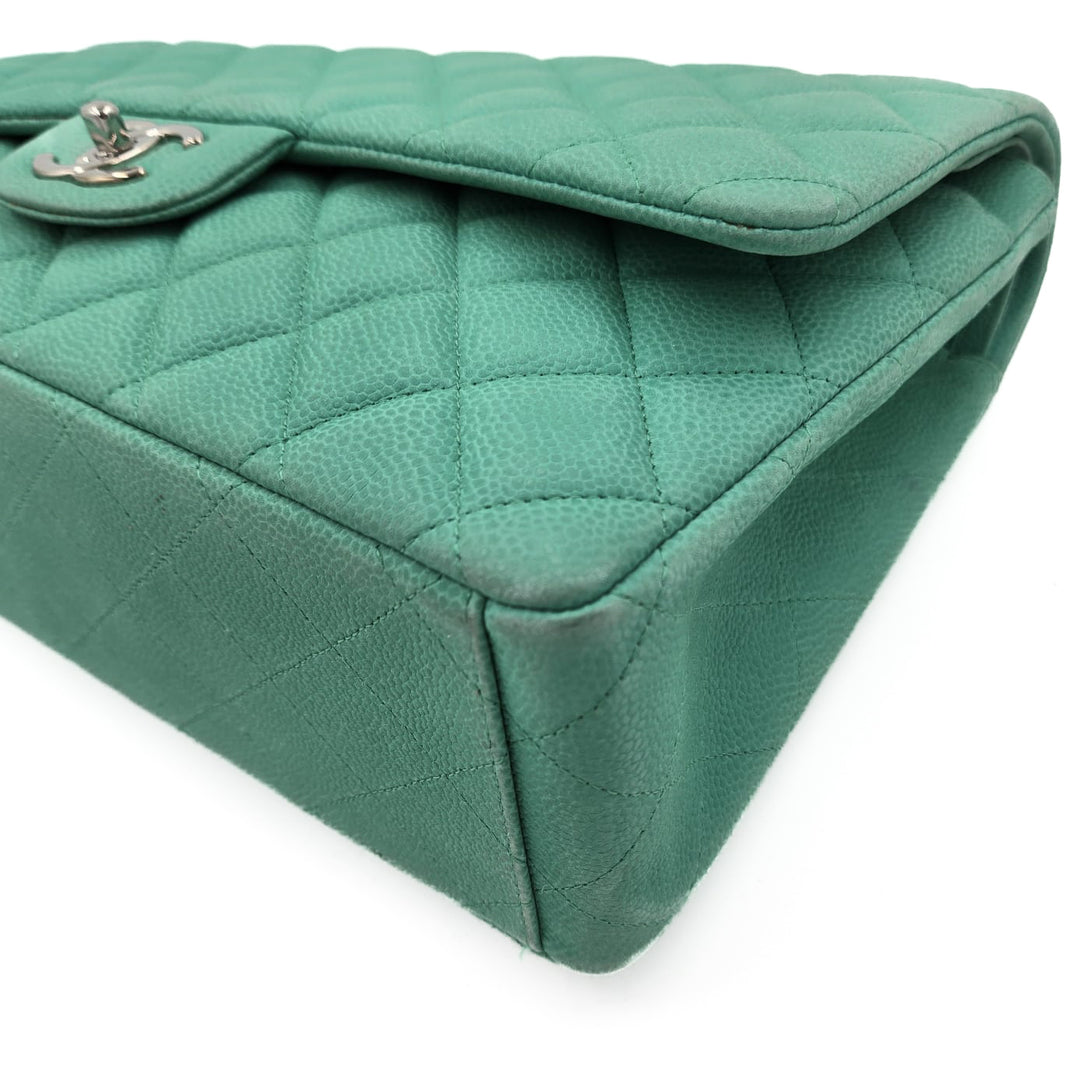 Chanel Maxi Teal Caviar Classic Double Flap Bag
