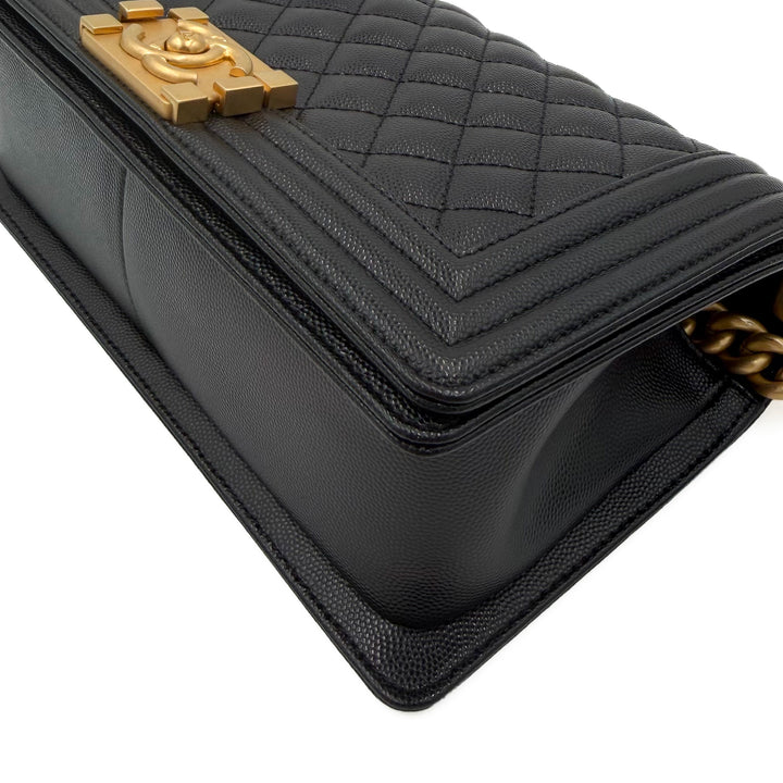Chanel Medium Black Grained Caviar Boy Bag