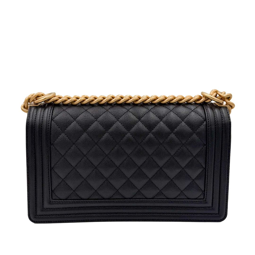 Chanel Medium Black Grained Caviar Boy Bag