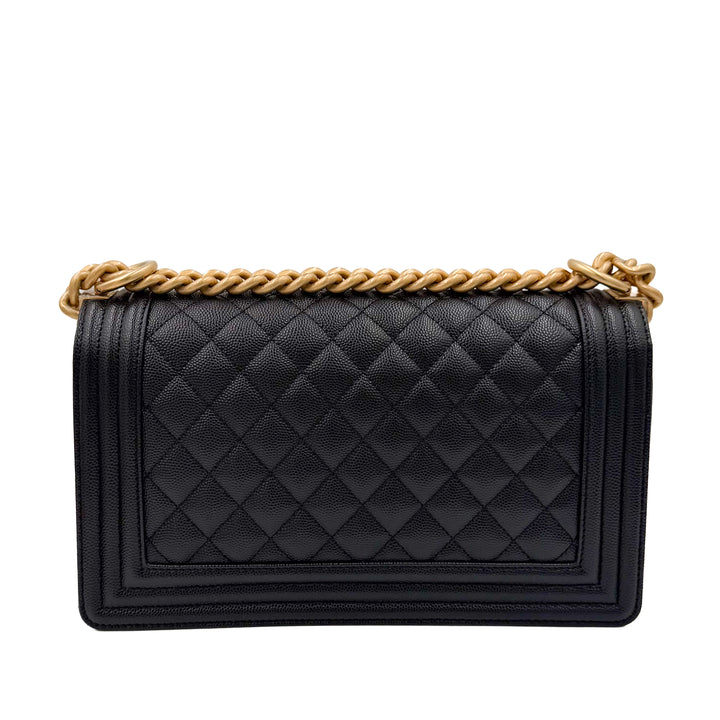 Chanel Medium Black Grained Caviar Boy Bag
