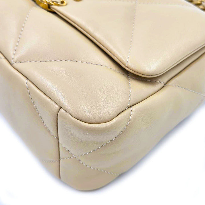 Chanel Small Light Beige Lambskin 19 Flap Bag