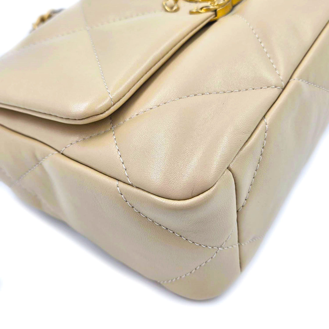 Chanel Small Light Beige Lambskin 19 Flap Bag
