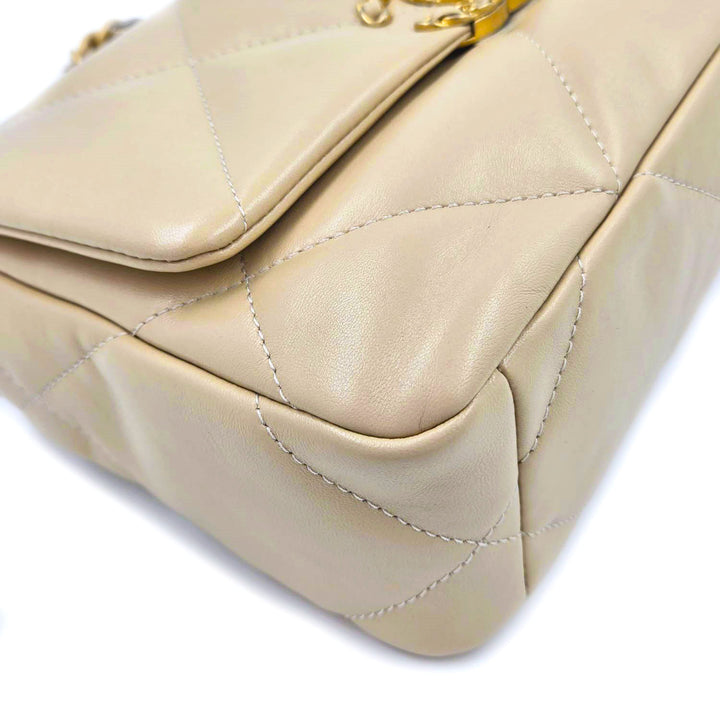 Chanel Small Light Beige Lambskin 19 Flap Bag