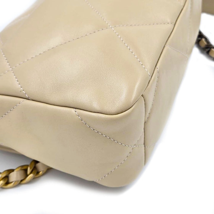 Chanel Small Light Beige Lambskin 19 Flap Bag