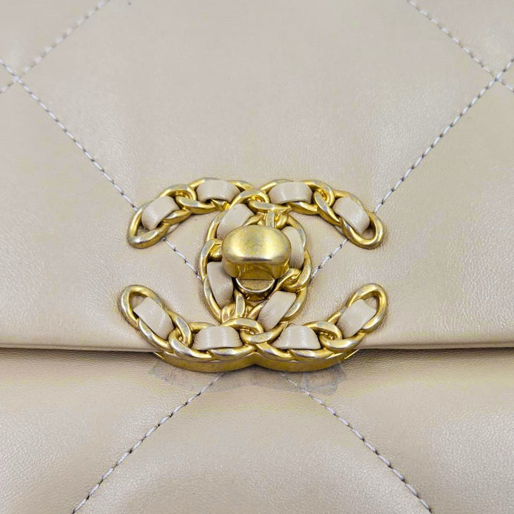Chanel Small Light Beige Lambskin 19 Flap Bag
