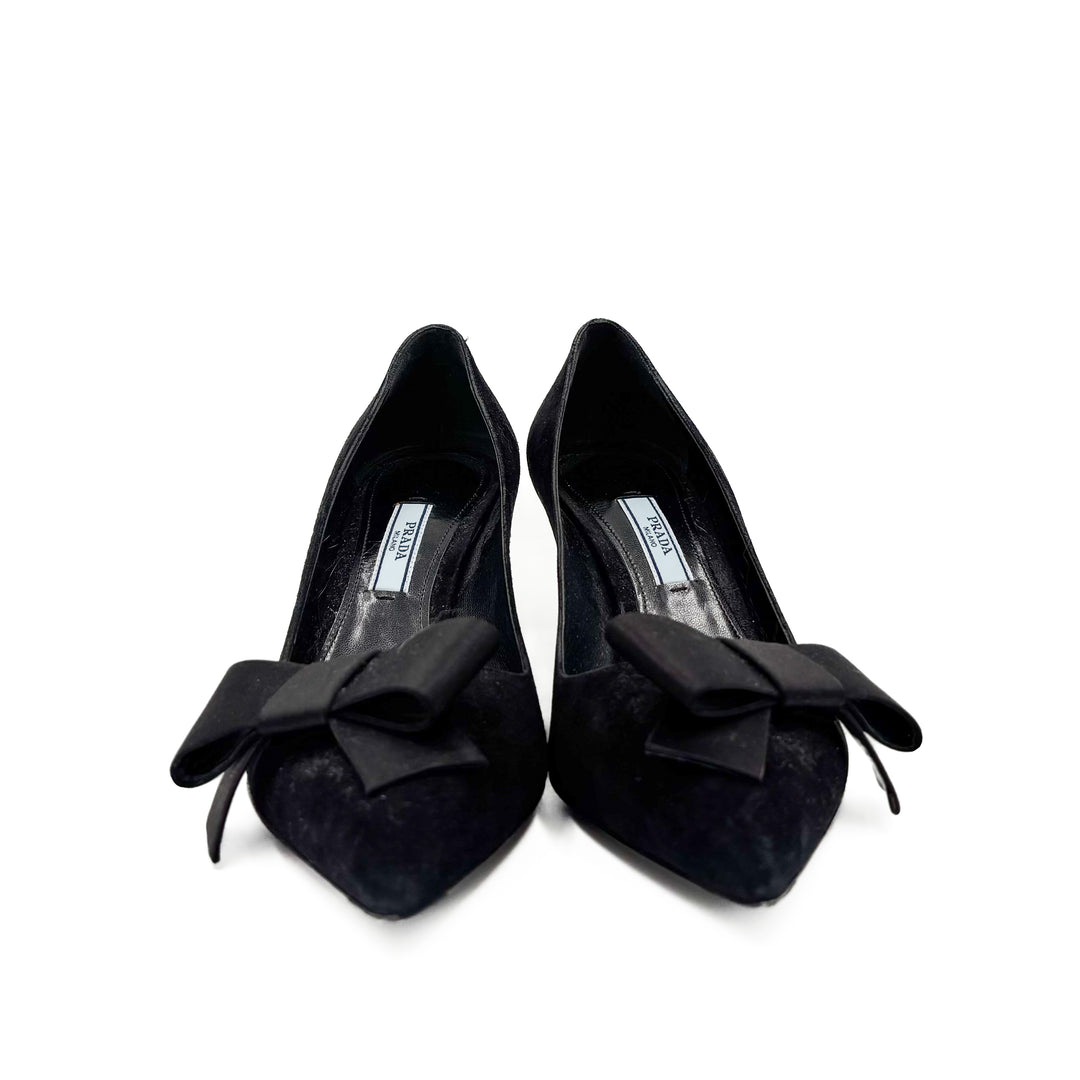 Prada Suede Pumps with Bow