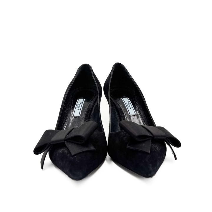 Prada Suede Pumps with Bow
