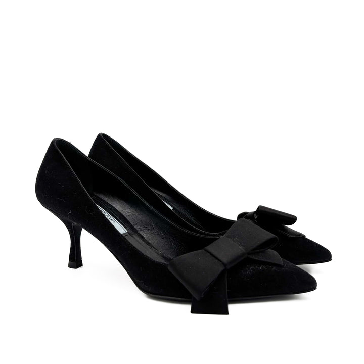 Prada Suede Pumps with Bow