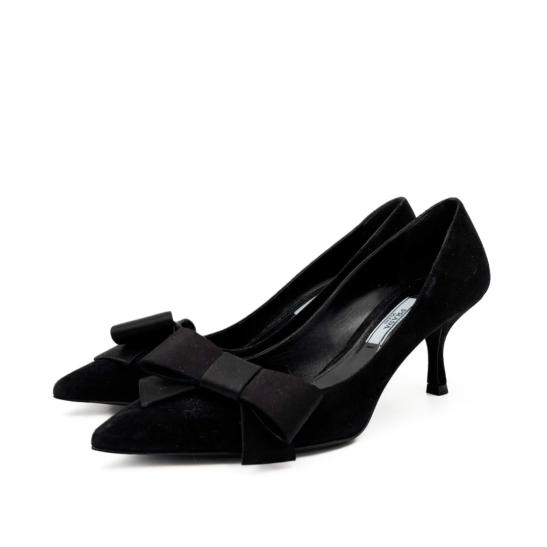 Prada Suede Pumps with Bow