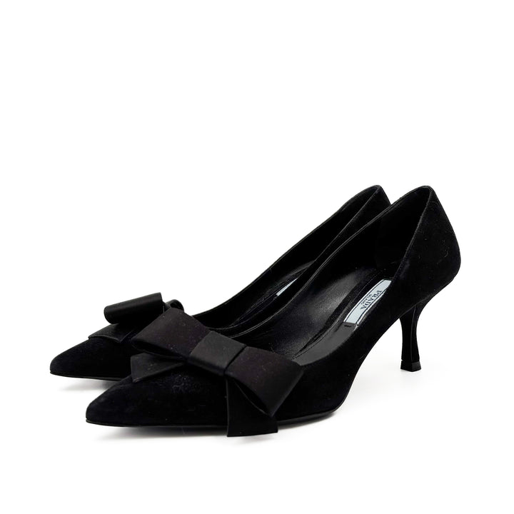 Prada Suede Pumps with Bow