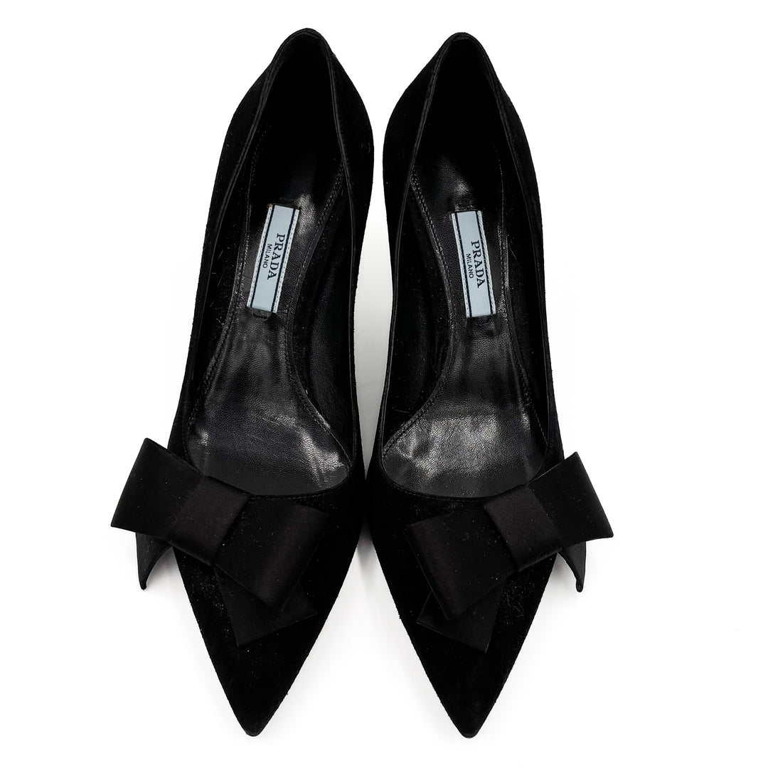 Prada Suede Pumps with Bow