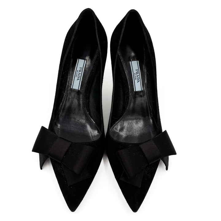 Prada Suede Pumps with Bow