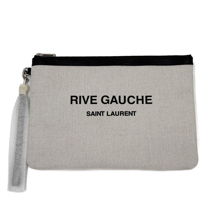 Saint Laurent Rive Gauche Canvas Zippered Pouch
