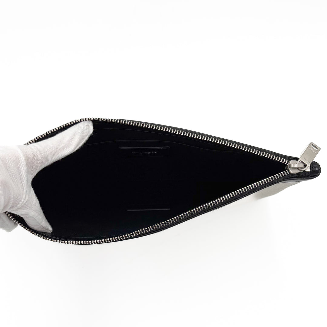 Saint Laurent Rive Gauche Canvas Zippered Pouch